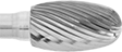 Image of Product. Front orientation. ZoomedIn view. Burs. Extra-Long Burs, Oval, Single-Cut Tooth.