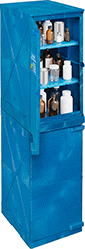 Image of ProductInUse. 2 Cabinets Joined Top-to-Bottom. Front orientation. Safety Cabinets. Nonflammable Acids and Corrosives Safety Cabinets.