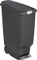 Image of Product. Style C (Black). Front orientation. Black. Plastic Step Open Trash Cans, Style C.
