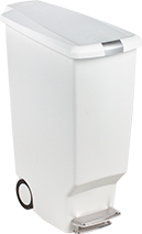 Image of Product. Style C (White). Front orientation. White. Plastic Step Open Trash Cans, Style C.