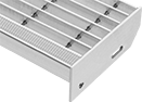 Image of Product. Front orientation. Stair Treads. Metal Bar Grating Stair Treads, Smooth, Aluminum.