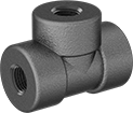 Image of Product. Female. Front orientation. Pipe and Fittings. Extreme-Pressure Iron and Steel Threaded Pipe Fittings, Tee Connectors, Threaded Fitting Connection, Female.