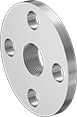 Image of Product. Flat Surface on Back. Back orientation. Pipe and Fittings. Low-Pressure Stainless Steel Threaded Pipe Flanges, Cast Flanges, Flanged Fitting Connection, Threaded Fitting Connection, Female, Flat Surface.