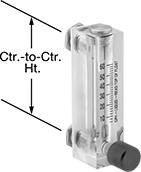 Image of Product. Front orientation. Contains Annotated. Flowmeters. Panel-Mount Flowmeters, Flowmeters with Flow-Control Knob.