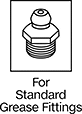 Image of Specification. Front orientation. Contains Annotated. For Standard Grease Fittings. Pressure-Booster Guns for Container-Mount Grease Dispensers.