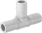 Image of Product. Male. Front orientation. Pipe and Fittings. Plastic Barbed Pipe Fittings for Water, Tee Connectors, Clamp-On Barbed Male.