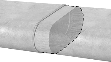 Image of ProductInUse. Front orientation. Oval Duct, Galvanized Steel, Duct Size 8, 8 Feet Long.