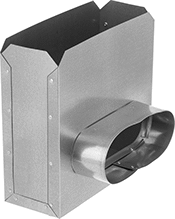 Image of Product. Front orientation. Duct and Fittings. Oval Duct and Fittings, 90° Elbow Register Boots.