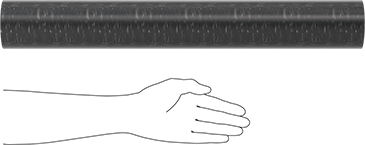 Image of Product. Side1 orientation. Contains SizingReference. MDS-Filled Easy-to-Machine Cast Nylon Tube, Wear-Resistant, 1" Wall Thickness, 3-1/4" OD, 1-1/4" ID, 2 Feet Long.