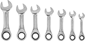 Image of Product. Front orientation. Combination Wrenches. Stubby Ratcheting Combination Wrench Sets.