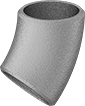 Image of Product. Front orientation. Pipe and Fittings. Low-Pressure Stainless Steel Butt-Weld Pipe Fittings, 45° Elbow Connectors, Butt Weld.