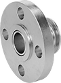 Image of System. Straight Pipe Stub End with Pipe Flange. Front orientation. Pipe Stub Ends. Thin-Wall Butt-Weld Stainless Steel Unthreaded Pipe Stub Ends.