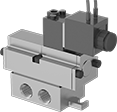 Image of Product. Front orientation. Directional Control Valves. Two-Speed Two-Action Electrically Operated Air Directional Control Valves, Style D.