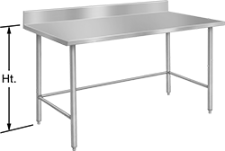 Image of Product. Front orientation. Contains Annotated. Tables. Stainless Steel Tables, Style B, Stationary.