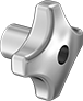 Image of Product. Style 5. Front orientation. Four-Arm Grip. Unthreaded Through-Hole Knobs, Style 5.