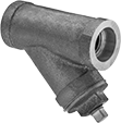 Image of Product. Front orientation. Strainers. Medium-Pressure Bronze and Brass Y-Strainers, With Female Solder-Socket-Connect Tube Fitting Connections—Threaded Drain with Plug.