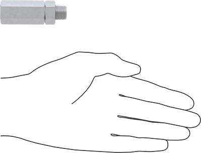 Image of Product. Side1 orientation. Contains SizingReference. Compressed Air Filter for Particle Removal, 1/4 NPT Female Inlet x 1/4 NPT Male Outlet.