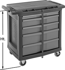 Image of Product. Front orientation. Contains Annotated. Workbenches. Plastic Cabinet Workbenches, Style B.