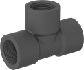 Image of Product. NPT Female. Front orientation. Pipe and Fittings. Flame-Retardant PVDF Pipe Fittings for Harsh Chemicals, Tee Connectors, Threaded Fitting Connection, Female.