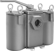 Image of Product. Front orientation. Strainers. Easy-Change Iron Basket Strainers, With Female Threaded Pipe Fitting Connections—Mounting Brackets, Removable Cover, and Threaded Drain with Plug.