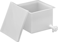 Image of Product. Front orientation. Tanks. Rectangular Plastic Batch Tanks with Faucet.