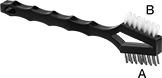 Image of Product. Style 1. Front orientation. Contains Annotated. Abrasive Hand Brushes. Two-in-One Low-Scratch Abrasive Hand Brushes, Straight Handle, Style 1.