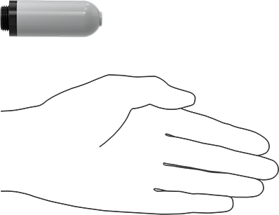 Image of Product. Side1 orientation. Contains SizingReference. Easy-Clean Muffler, 3/8 NPT Male, Polyethylene, 128 scfm Flow Rate.