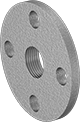 Image of Product. Flat Surface on Back. Back orientation. Pipe and Fittings. Low-Pressure Brass and Bronze Threaded Pipe Flanges, Flanges, Flanged Fitting Connection, Threaded Fitting Connection, Female, Flat Surface.