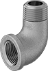 Image of Product. Front orientation. Pipe and Fittings. Low-Pressure Brass and Bronze Threaded Pipe Fittings, 90° Elbow Adapters, Male, Female, Threaded Fitting Connection.