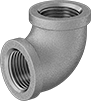Image of Product. Front orientation. Pipe and Fittings. Low-Pressure Brass and Bronze Threaded Pipe Fittings, 90° Elbow Connectors, Threaded Fitting Connection, Female.