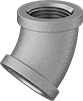 Image of Product. Front orientation. Pipe and Fittings. Low-Pressure Brass and Bronze Threaded Pipe Fittings, 45° Elbow Connectors, Threaded Fitting Connection, Female.