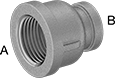 Image of Product. Front orientation. Contains Annotated. Pipe and Fittings. Low-Pressure Brass and Bronze Threaded Pipe Fittings, Straight Reducers, Female, Threaded Fitting Connection.