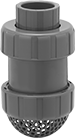 Image of Product. Front orientation. Strainers. Suction Strainers with Backflow-Prevention Valve, With PVC Female Threaded and Cement-Socket-Connect Pipe Fitting Connections.
