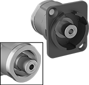 Image of Product. Front orientation. Contains Inset. Coaxial Connectors. Panel-Mount Coaxial Adapters, RCA Female × RCA Female.