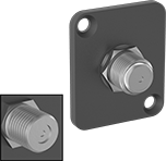 Image of Product. Front orientation. Contains Inset. Coaxial Connectors. Panel-Mount Coaxial Adapters, F-Type Male × F-Type Male.