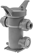 Image of Product. Shown with Socket-Connect Pipe Connections. Front orientation. Strainers. CPVC Basket Strainers.