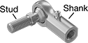 Image of Product. Front orientation. Contains Annotated. Rod Ends. Internally Threaded Ball Joint Linkages with Grease Fitting.