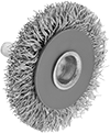 Image of Product. Crimped Bristles. Front orientation. Crimped Bristle. Low-Scratch Wheel Brushes with Shank .