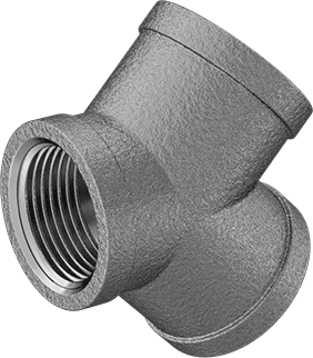 Image of Product. Front orientation. 316 Stainless Steel Threaded Pipe Fitting, Low-Pressure, Wye Connector, 1 NPT Female.