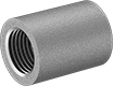 Image of Product. Female. Front orientation. Pipe and Fittings. Medium-Pressure Stainless Steel Threaded Pipe Fittings, Straight Connectors, Female, Threaded Fitting Connection.