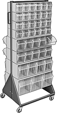 Image of ProductInUse. Front orientation. Bin Racks. Design-Your-Own Tilt-Out Bin Racks, Rolling, 2 Usable Sides.