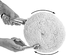 Image of ProductInUse. Front orientation. Contains Annotated. Cleaners for Buffing and Polishing Bonnets and Pads.