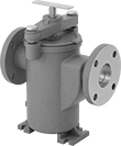 Image of Product. Back orientation. Strainers. Iron Basket Strainers, With Flanged Pipe Connections and Mounting Brackets.