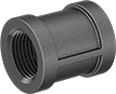 Image of Product. Female. Front orientation. Pipe and Fittings. Low-Pressure Iron and Steel Threaded Pipe Fittings, Straight Connectors, Threaded Fitting Connection, Female.