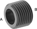 Image of Product. Male × Female. Front orientation. Contains Annotated. Pipe and Fittings. Low-Pressure Iron and Steel Threaded Pipe Fittings, Bushing Straight Reducing Adapters, Male, Threaded Fitting Connection, Female.