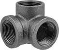Image of Product. Female × Female × Female. Front orientation. Pipe and Fittings. Low-Pressure Iron and Steel Threaded Pipe Fittings, Side-Outlet Elbow Connectors, Female, Threaded Fitting Connection.