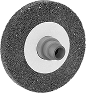 Image of ProductInUse. Bushing Shown with Wheel (Not Included). Front orientation. Grinding Wheel Reducer Bushings.