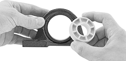 Image of ProductInUse. Install by hand into a housing (sold separately). Front orientation. Sleeve Bearings. Dry-Running Insert Bearings.