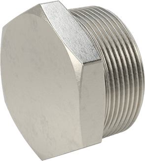 Image of Product. Front orientation. 304 Stainless Steel Threaded Pipe Fitting, High-Pressure, Plug with External Hex Drive, 2-1/2 NPT.