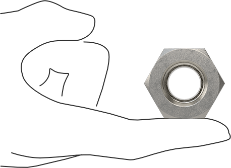 Image of Product. Side1 orientation. Contains SizingReference. 304 Stainless Steel Threaded Pipe Fitting, High-Pressure, Bushing Adapter, 1 Male x 1/2 Female NPT.